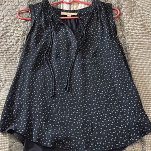 LOFT Black Sleeveless Blouse with Gray Dots